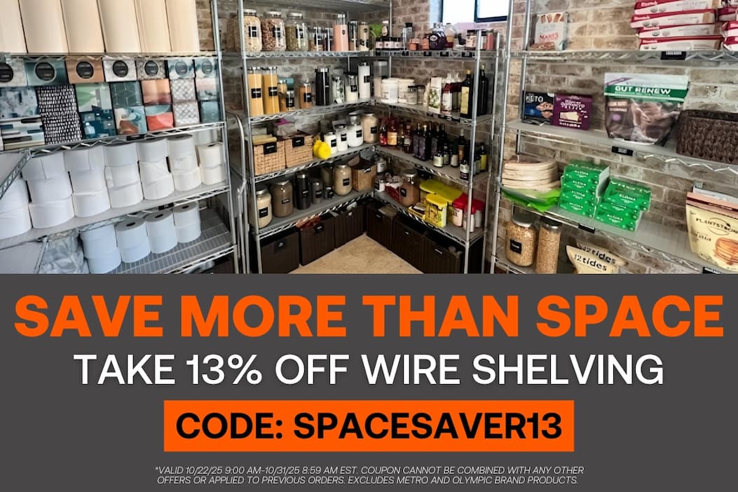 Save More Than Space - Save 13% on Wire Shelving - CODE: SPACESAVER13