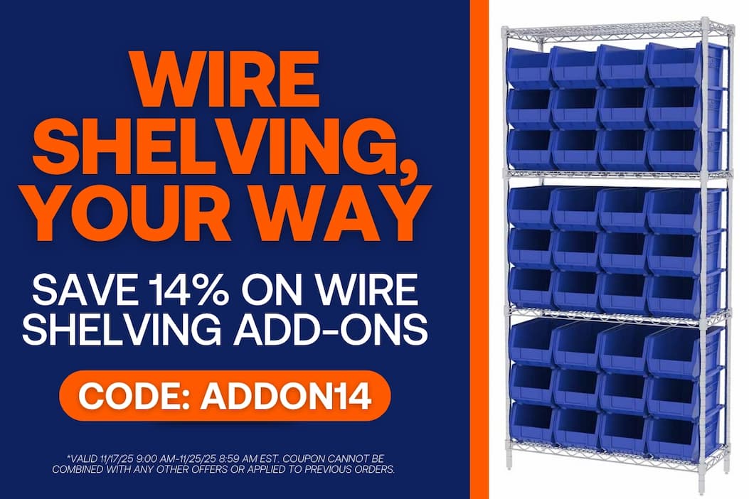Wire Shelving, Your Way - Save 14% on Wire Shelving Add Ons - CODE: ADDON14