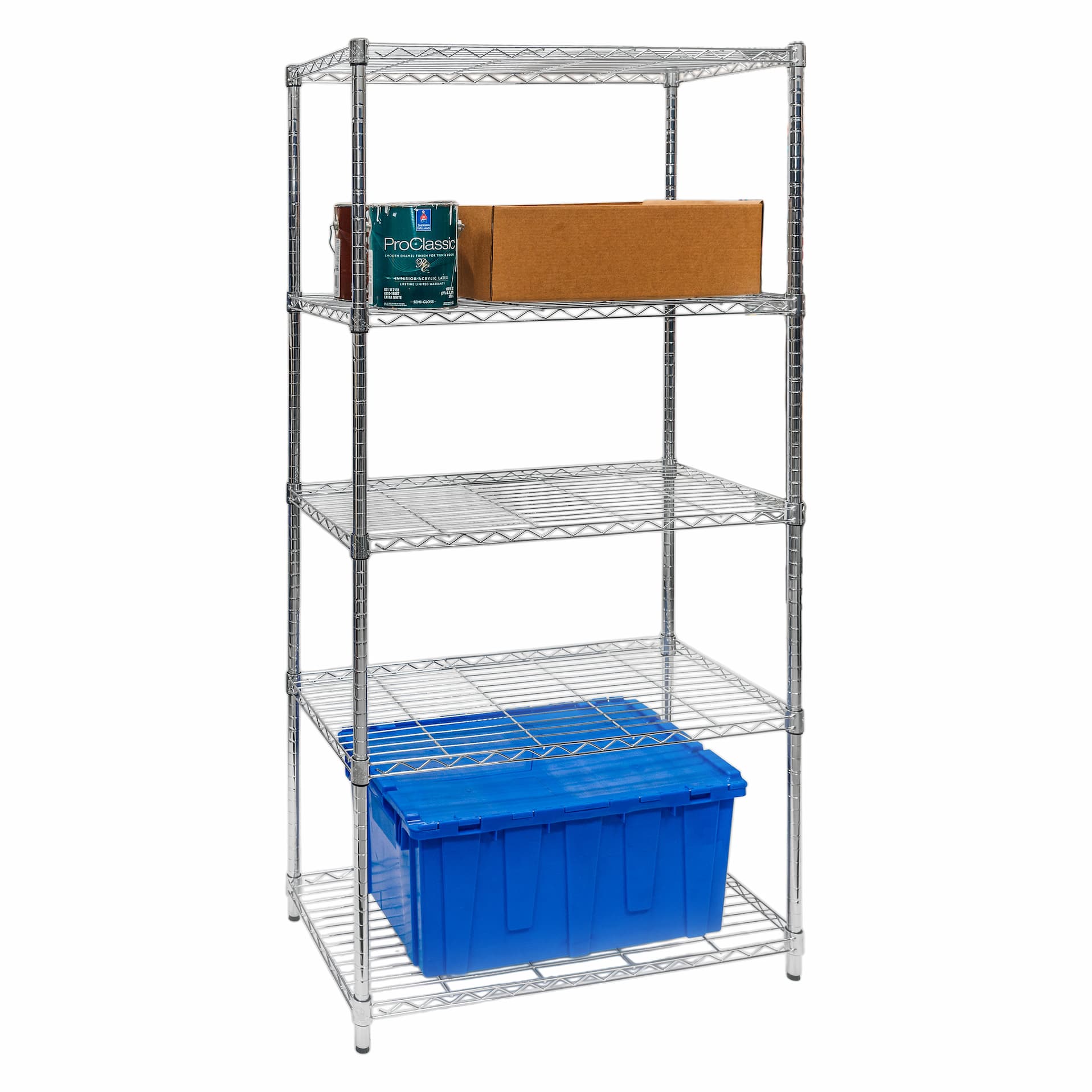 18"d x 36"w x 72"h 5-Tier Chrome Wire Shelving