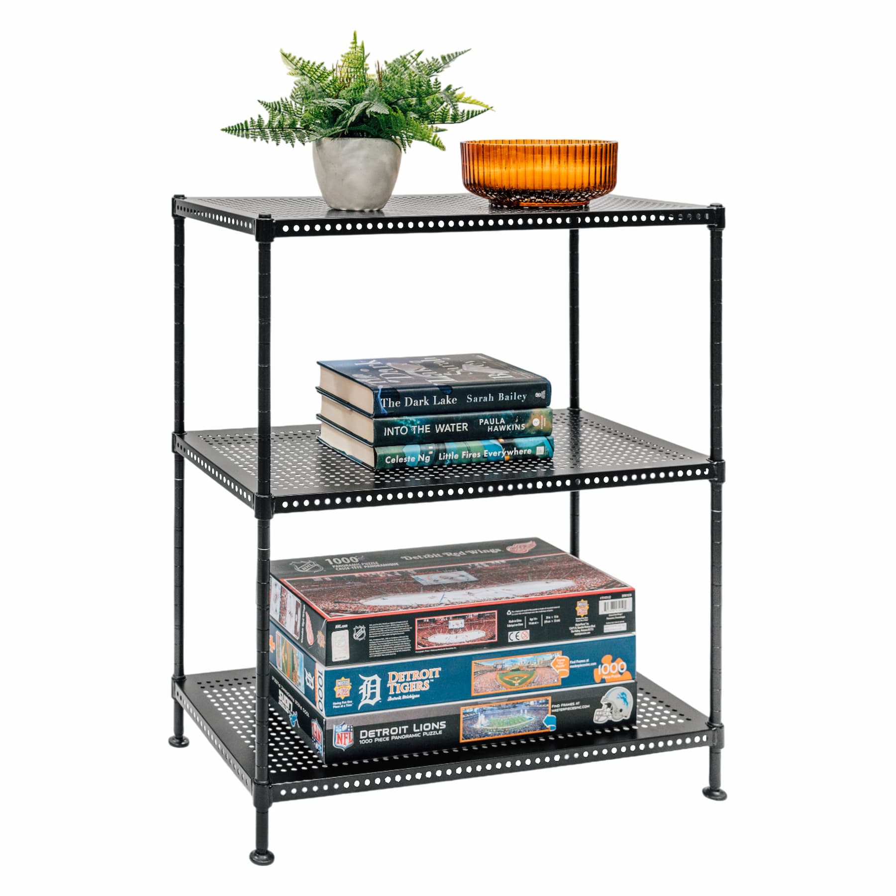 12"d x 24"w x 28"h 3-Tier Perforated Metal Shelving
