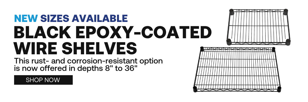 New Sizes of Black Wire Shelves