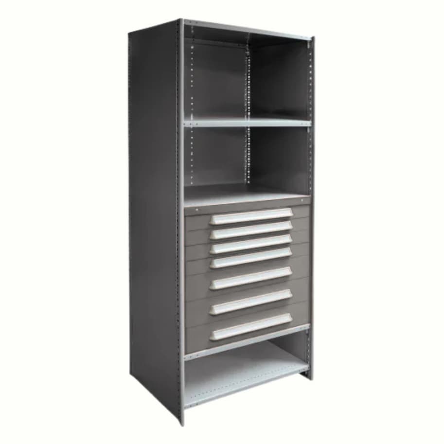 Closed Steel Shelving with Modular Drawers