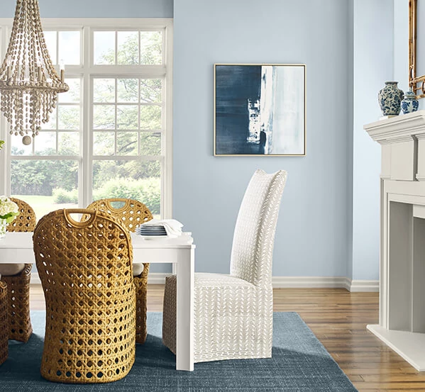 Eclectic dining room painted in Upward.