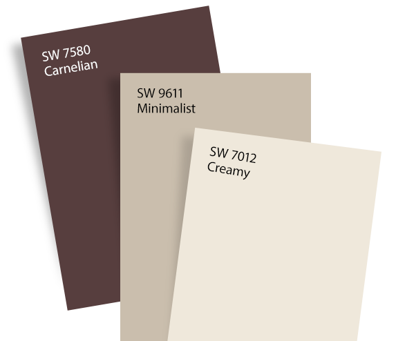 Carnelian, Minimalist, and Creamy color swatches.