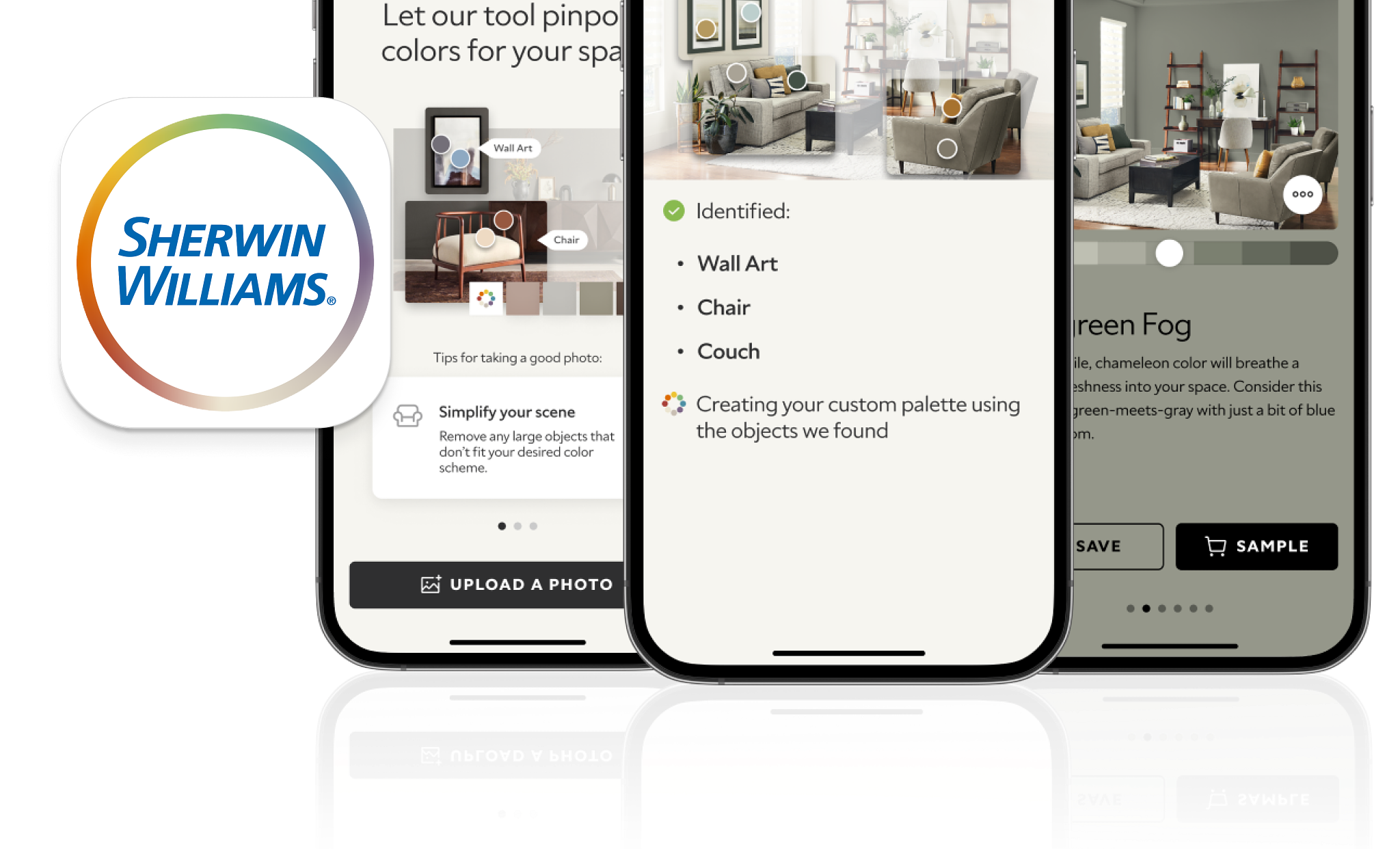3 smart phones with Sherwin-Williams badge.