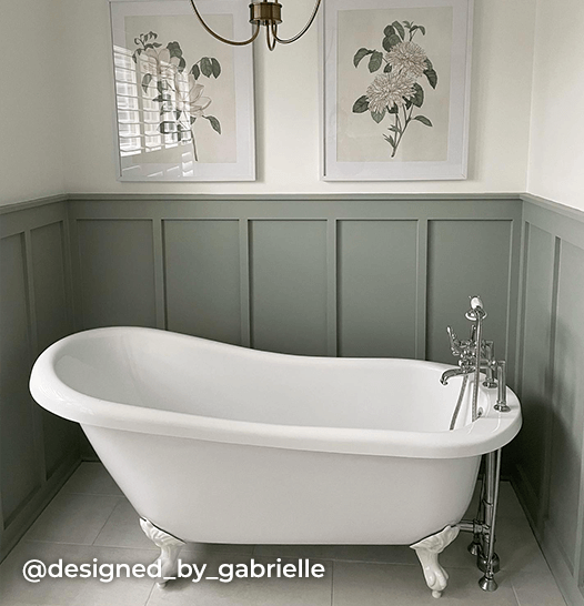 Bathroom painted in Oyster Bay. @designed_by_gabrielle.