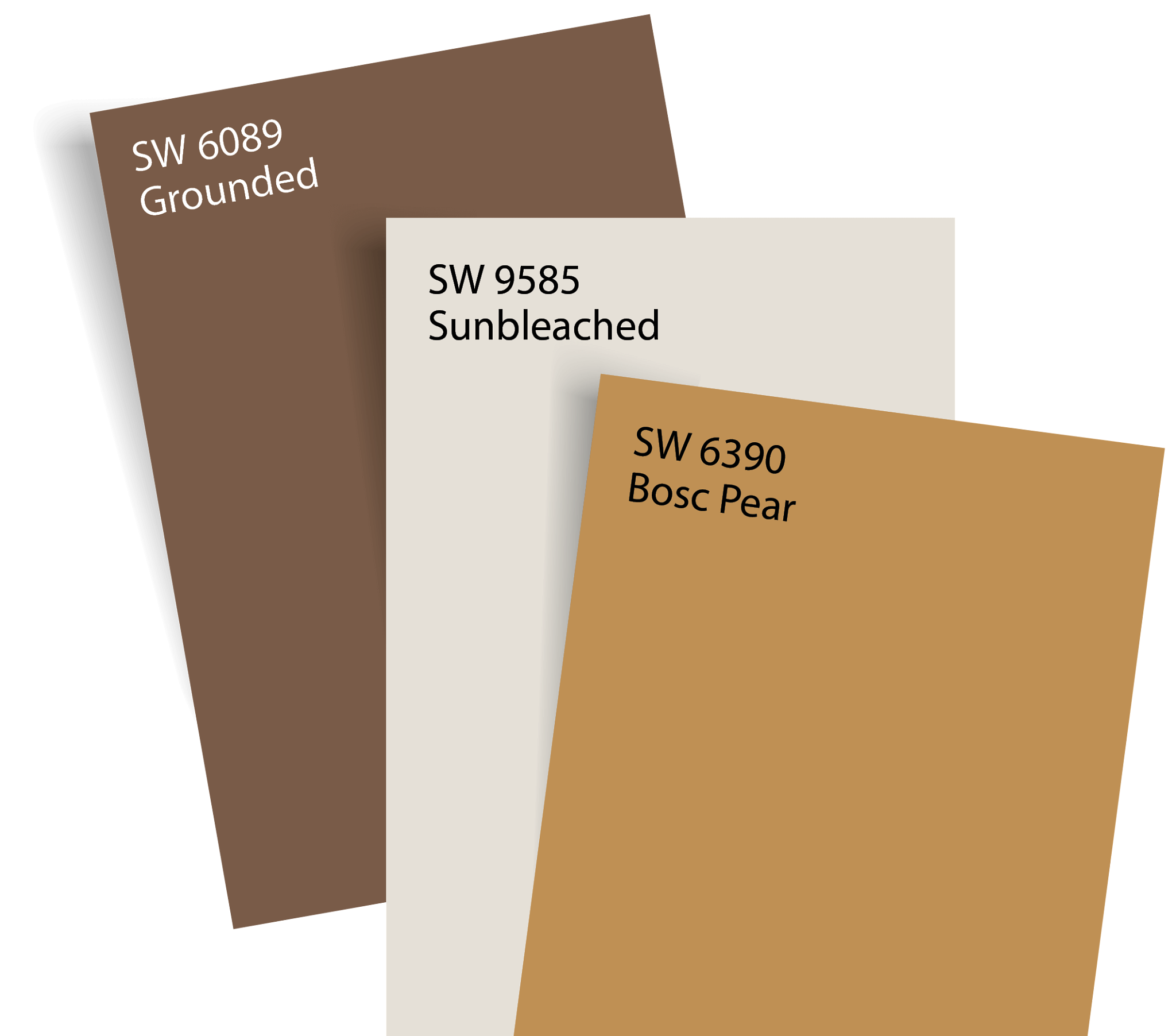 Grounded, Sunbleached and Bosc Pear color swatches.