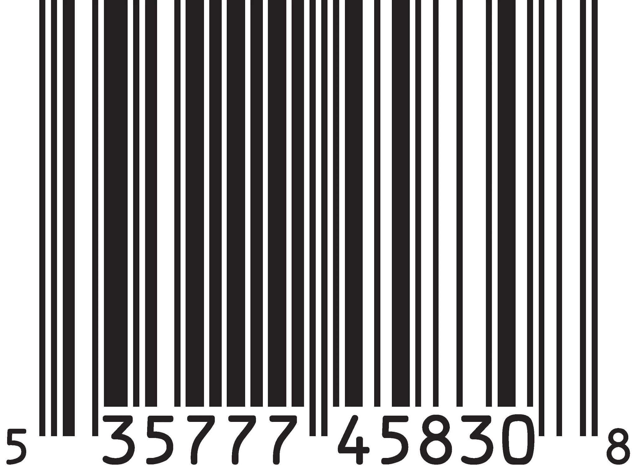 Barcode. 5 35777 45830 8.