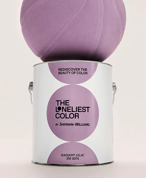 Radiant Lilac painted basketball on top of The Loneliest Color paint.