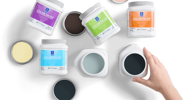 Collection of Color To Go paint sample cans.