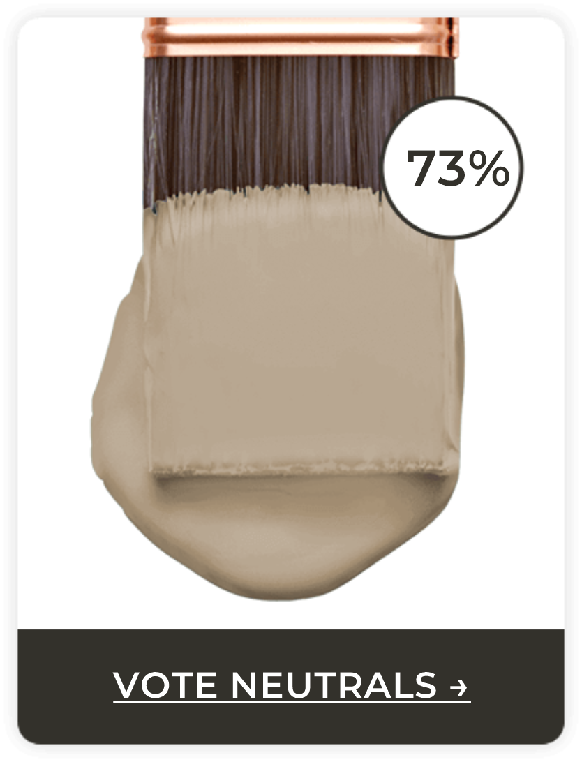 Paintbrush coated in neutral-toned paint. Vote Neutrals.
