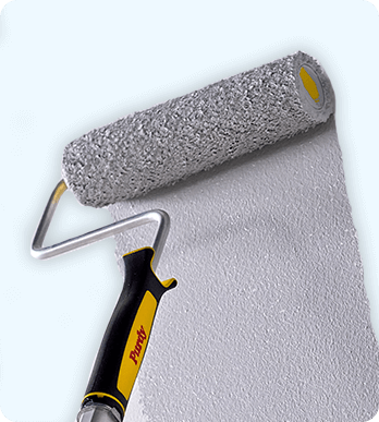 Purdy roller applying paint to wall.