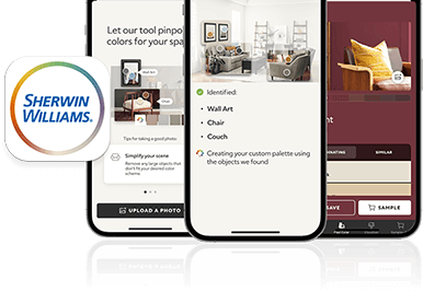 3 smart phones with Sherwin-Williams badge.