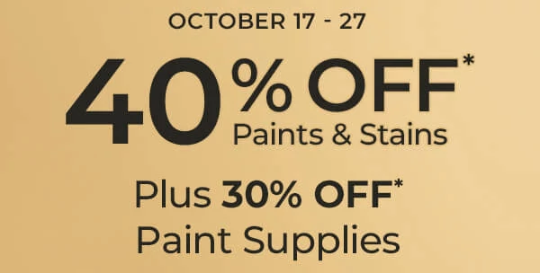 40% off* Paints and Stains. Plus 30% Off* Paint Supplies. Dark wood round table with 4 mid-century modern chairs in room painted in White Raisin.