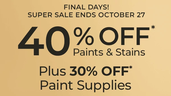 40% off* Paints and Stains. Plus 30% Off* Paint Supplies. Dark wood round table with 4 mid-century modern chairs in room painted in White Raisin.