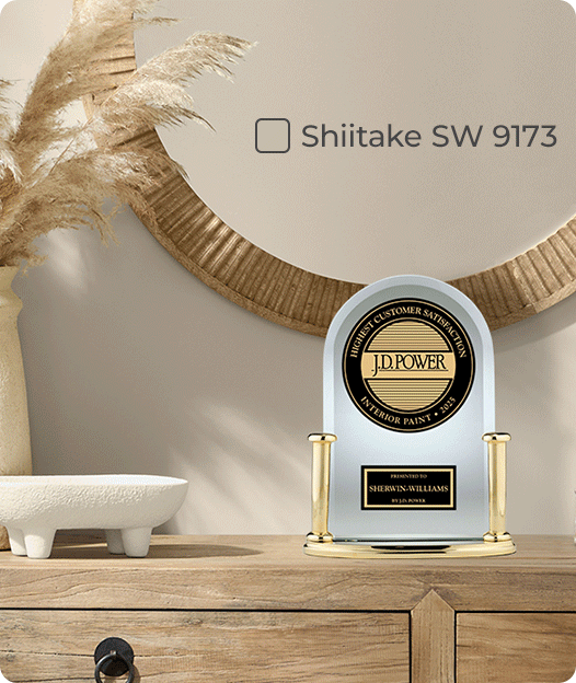 JD Power Award. Rotation of interior, painted in Shiitake, and Mount Etna painted exterior of house.
