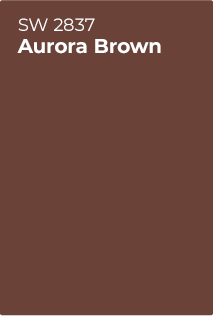 Paint chip of Aurora Brown SW2837.