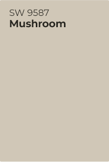 Paint chip of Mushroom SW9587.