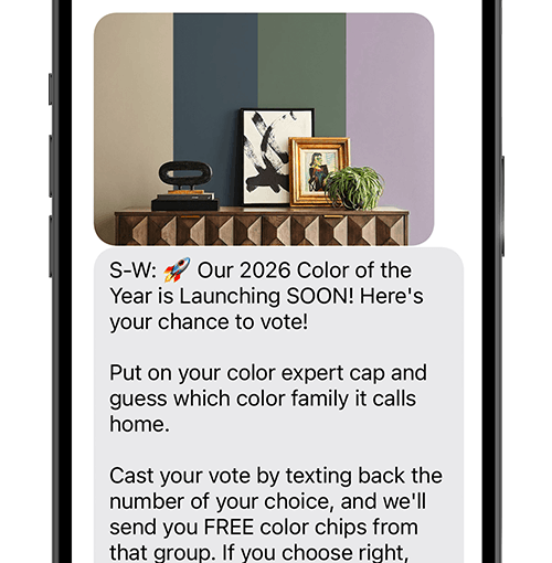 Smartphone with a voting campaign for a Color of the Year option.