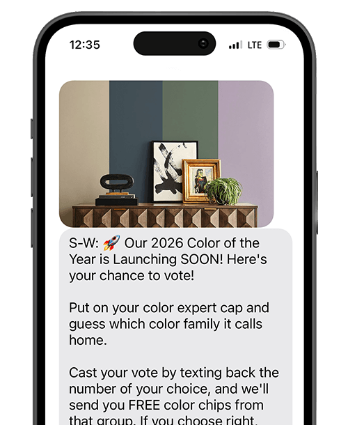 Smartphone with a voting campaign for a Color of the Year option.