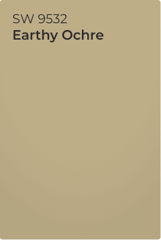 Paint chip of Earthy Ochre SW9532.