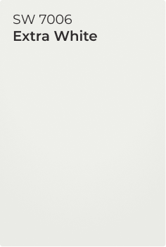 Paint chip of Extra White SW 7006.