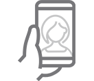 icon of a hand holding a phone.
