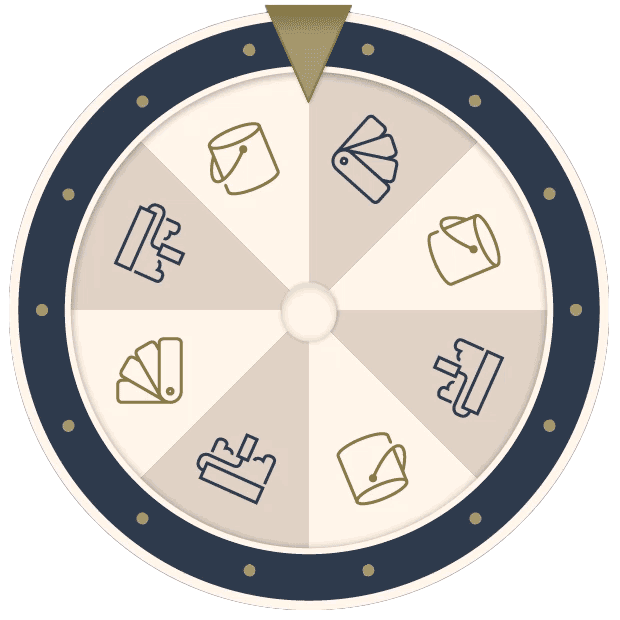 Spinning wheel that stops on paint can icon.