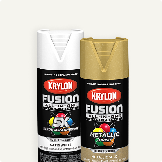 Krylon Fusion All-In-One Spray Paint. White and Gold.