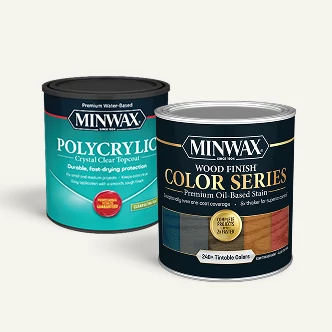 Minwax® Polycrylic Topcoat and Minwax® Color Series Stain.