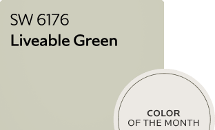 Liveable Green SW 6176 color chip. Color of the Month.