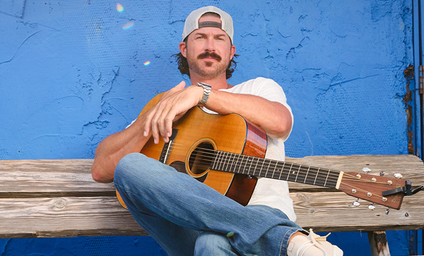 Riley Green holding a guitar