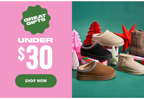 GREAT GIFTS UNDER $30 SHOP NOW