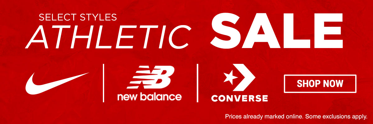 Select Athletic Styles on Sale. Prices already marked online. Some exclusions apply.