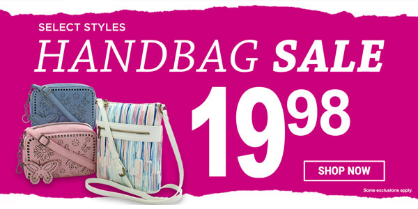 Handbag Sale. $19.98. Select Sandals.
