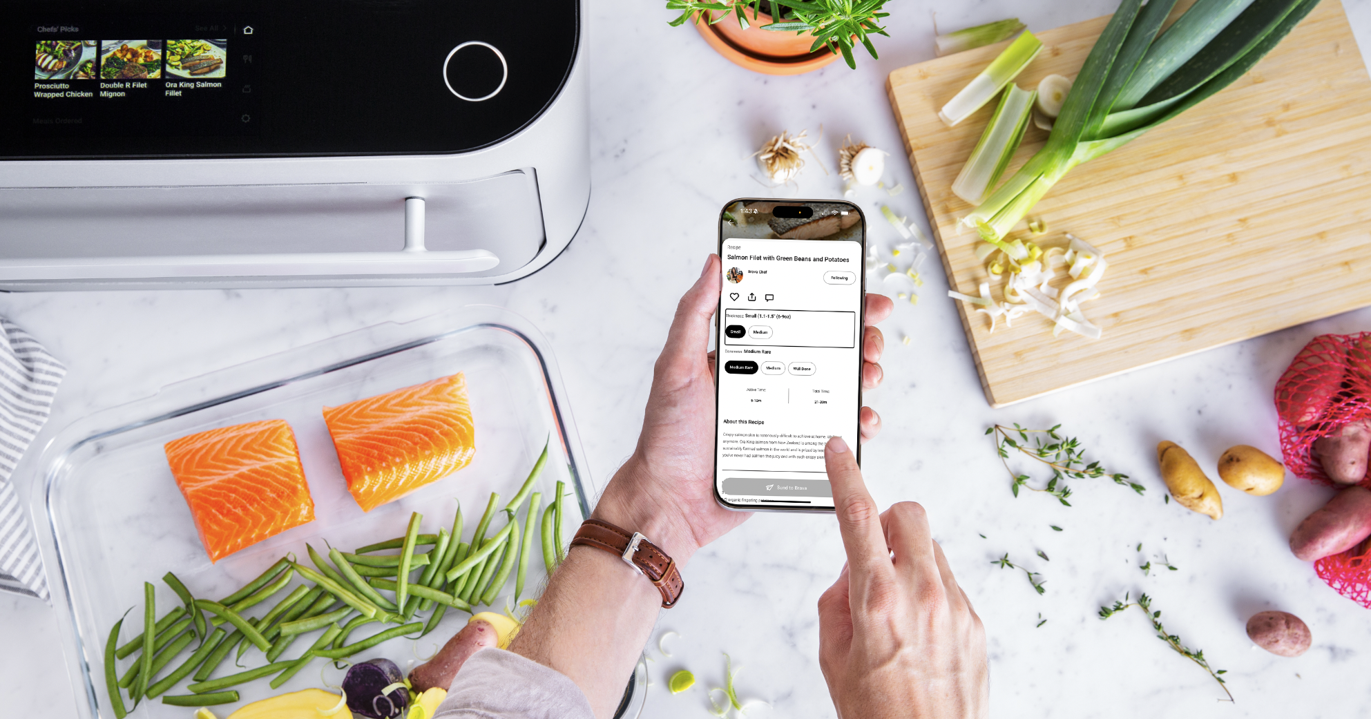 An image of the Brava smart oven being controlled by the app