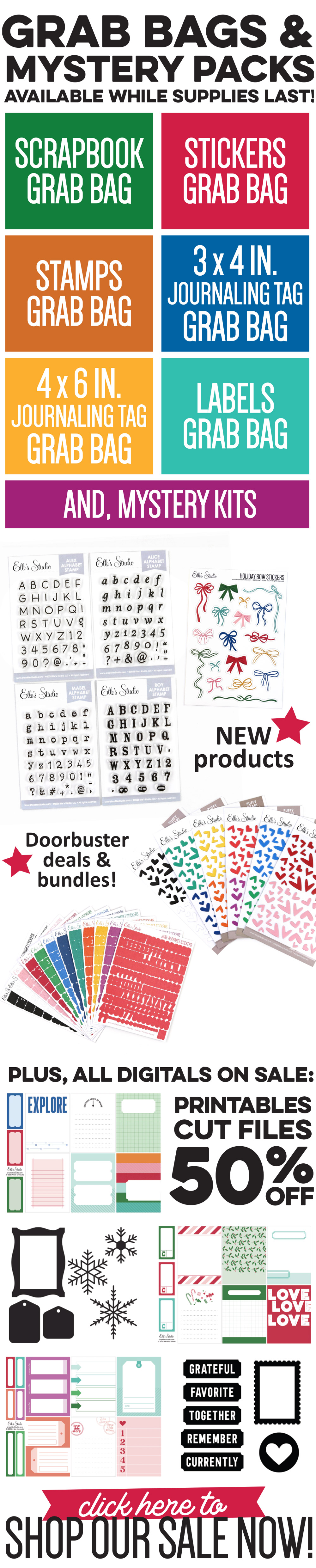 Grab bags, mystery kits, new items, and MORE!
