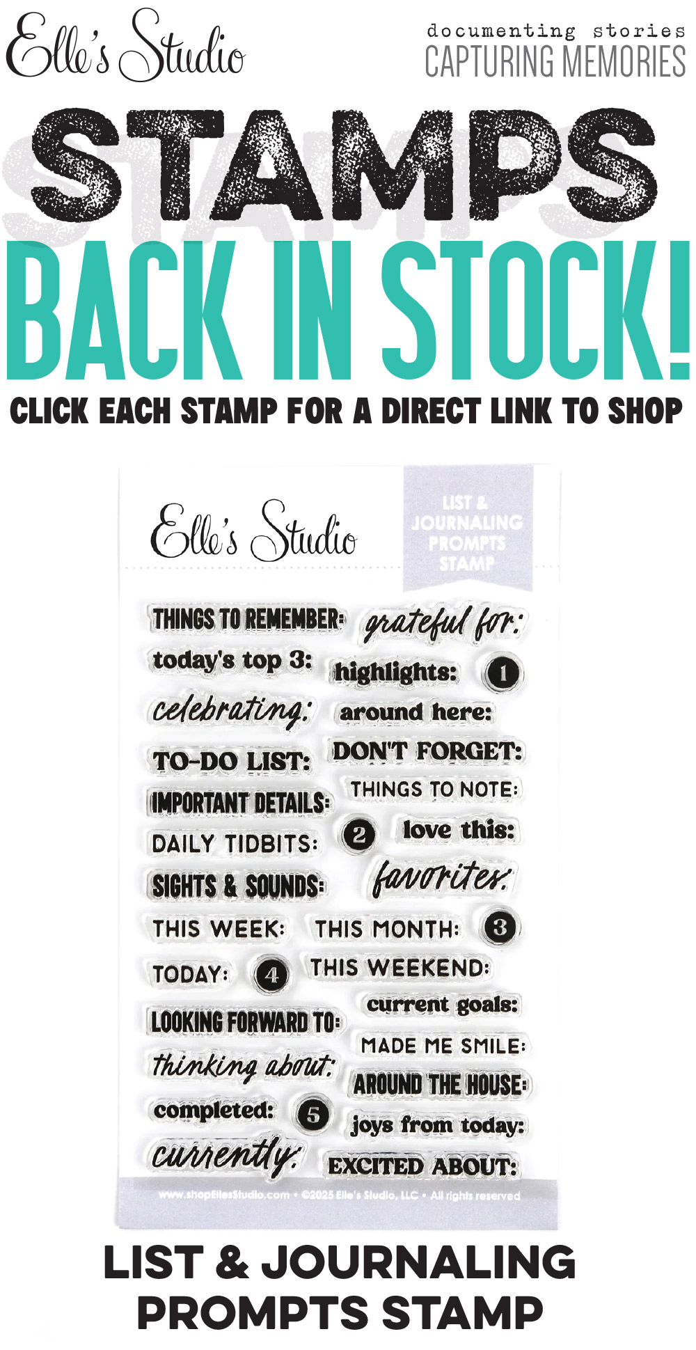 Restocked: List & Journaling Prompts Stamp