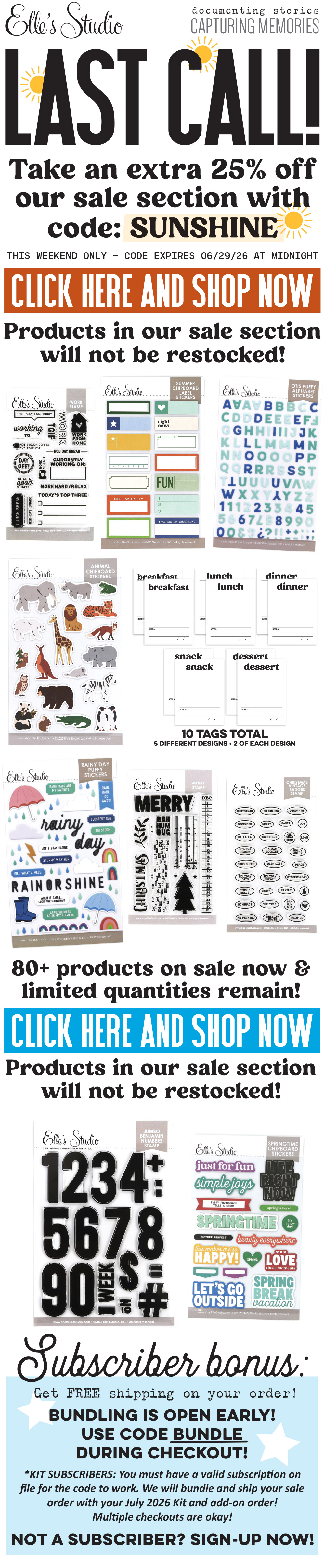 Last call on the items in our SALE section!