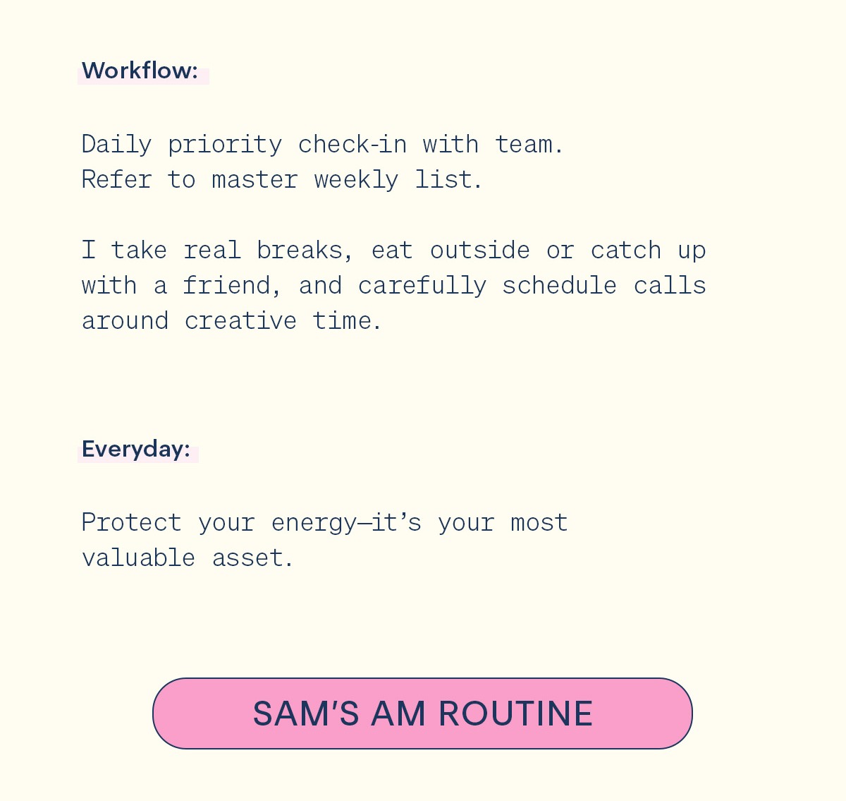 Shop Sam's AM Routine 