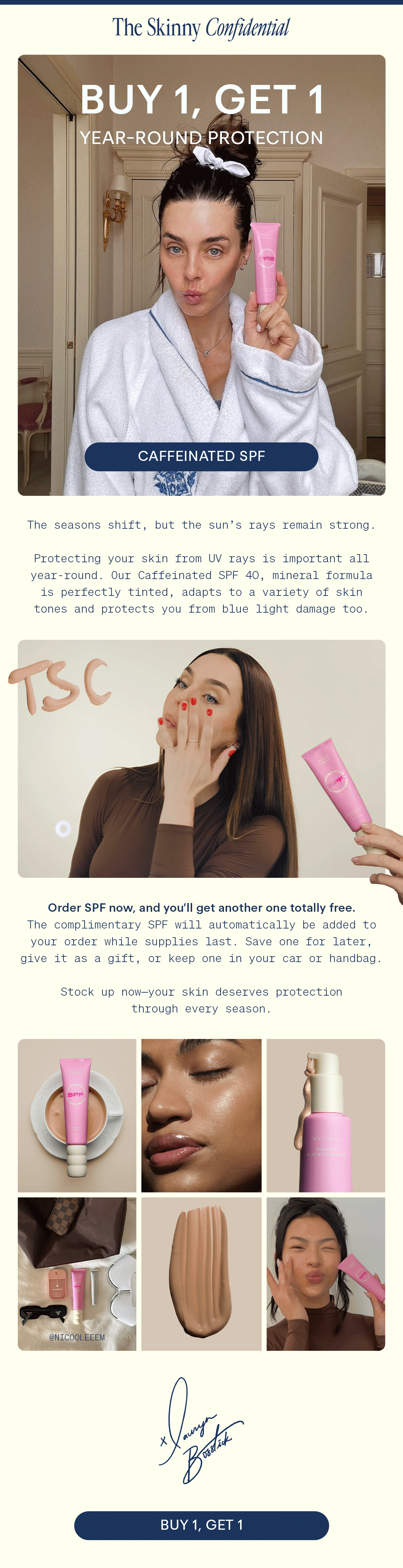 buy 1 spf, get 1 free 