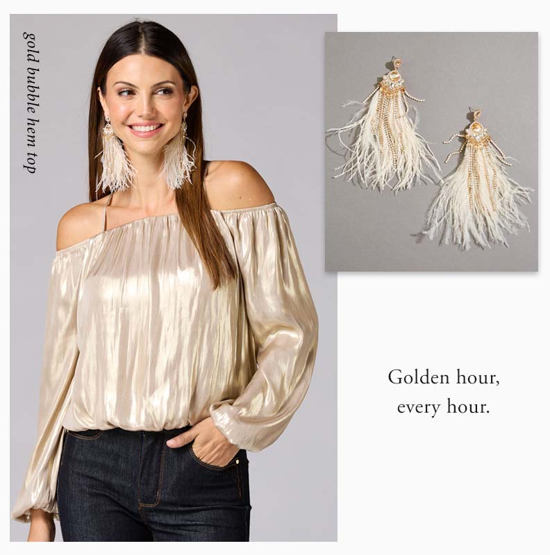 Shop gold bubble hem top