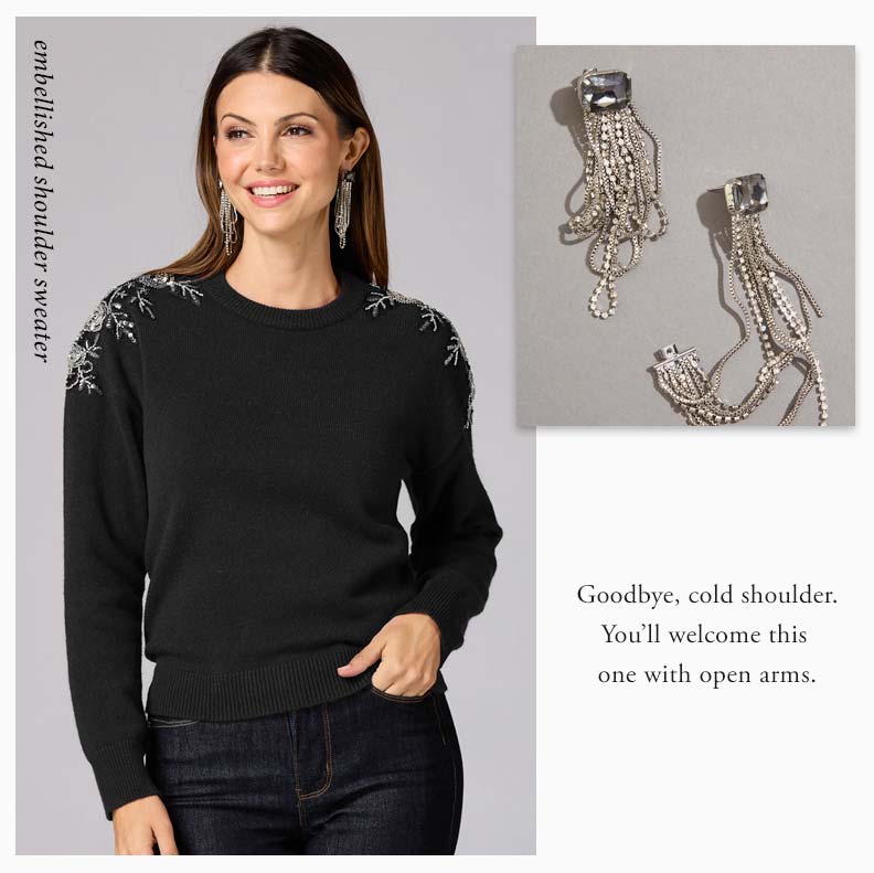 Shop embellished shoulder sweater
