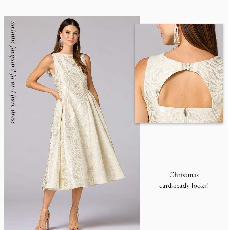 Shop Metallic Jacquard fit and flare dress