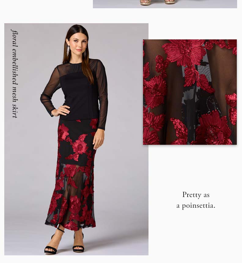 Shop Floral Embellished Mesh Skirt