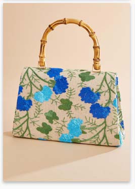 Shop Blue Floral Embroidered Satchel