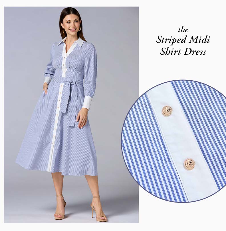 Shop Striped Midi Shirt Dress