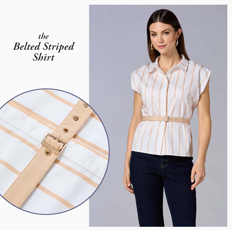 Shop the Belted Striped Shirt