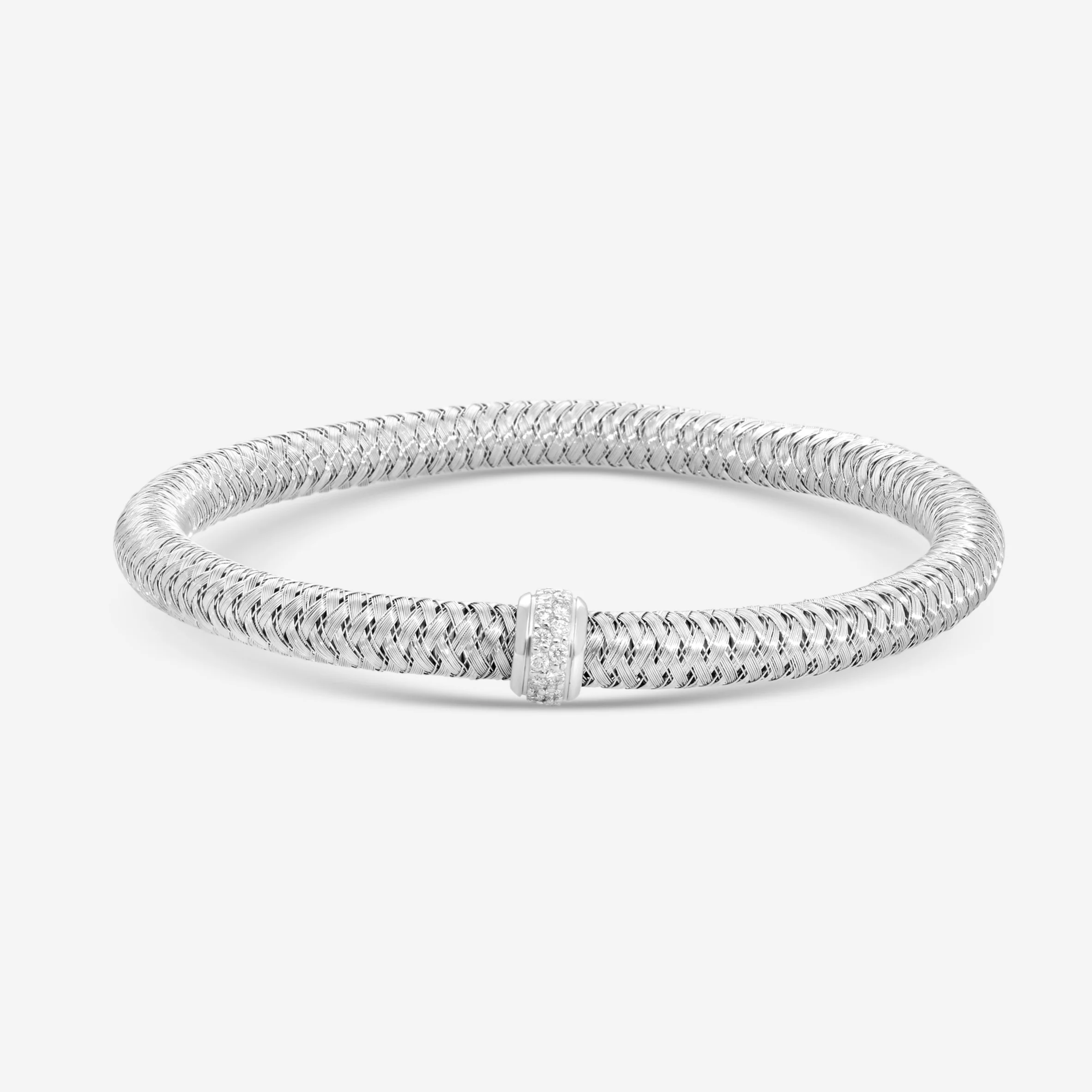 Roberto Coin Primavera 18K White Gold Diamond Bangle Bracelet 557487AWBAX0