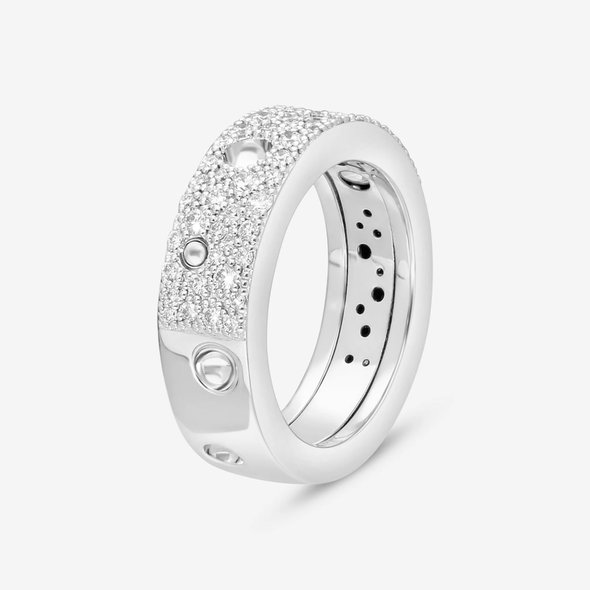 Roberto Coin Pois Moi Luna 18K White Gold Diamond Band Ring Sz. 7 8882509AW70X